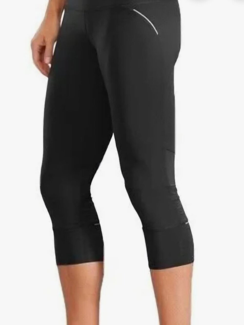 Athleta relay reflective black capri pant Legging Work Out Gym Running  M